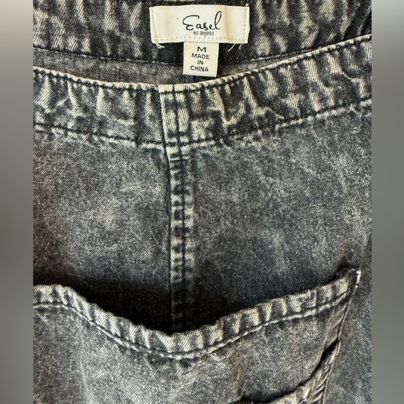 Easel Washed Black Denim Loose Fit Overalls - Picture 3 of 9